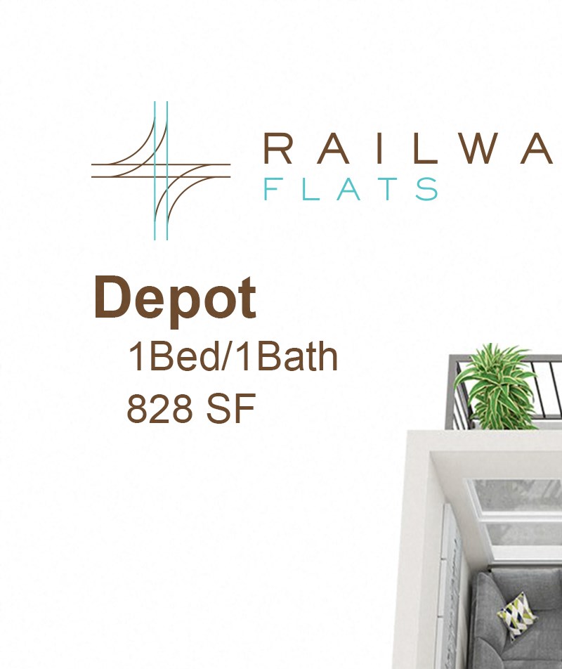 Depot Floor Plan - 1 Bed/1 Bath Depot 828 Sq.Ft. Floor Plan - 1 Bed/1 Bath